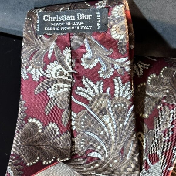 Dior Mid Century Modern Ties Neckwear Tie 100% All Silk Brown Baroque Paisley - Picture 14 of 14